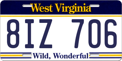 WV license plate 8IZ706