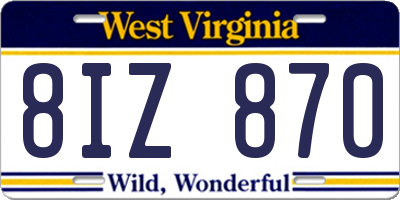 WV license plate 8IZ870