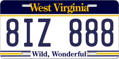 WV license plate 8IZ888
