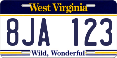 WV license plate 8JA123