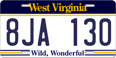 WV license plate 8JA130