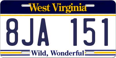 WV license plate 8JA151