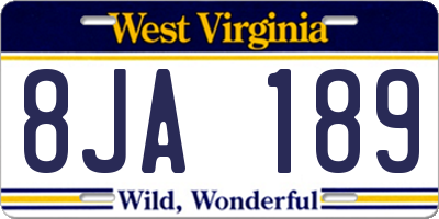 WV license plate 8JA189