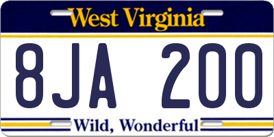 WV license plate 8JA200
