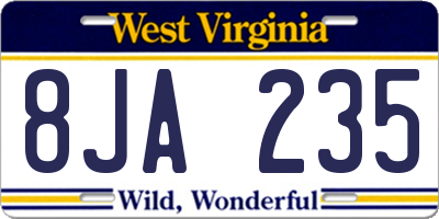 WV license plate 8JA235