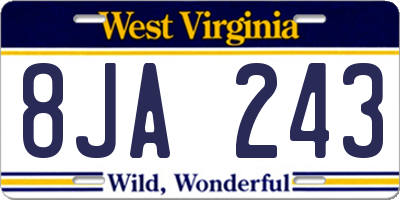 WV license plate 8JA243