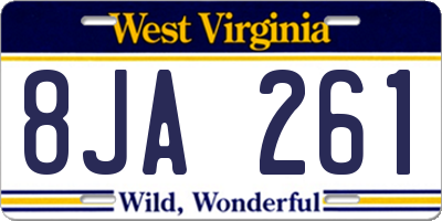 WV license plate 8JA261