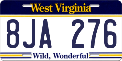 WV license plate 8JA276