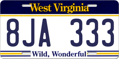WV license plate 8JA333