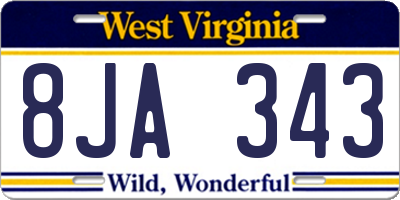 WV license plate 8JA343