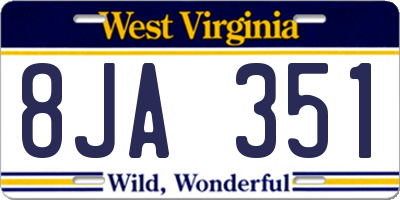 WV license plate 8JA351