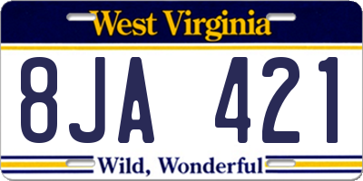 WV license plate 8JA421