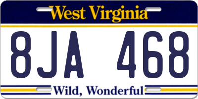 WV license plate 8JA468