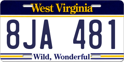 WV license plate 8JA481
