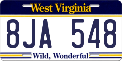WV license plate 8JA548
