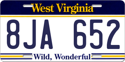 WV license plate 8JA652