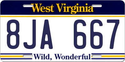 WV license plate 8JA667