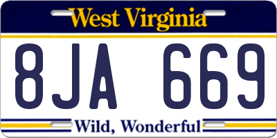WV license plate 8JA669