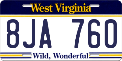 WV license plate 8JA760