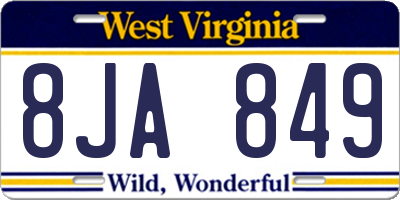 WV license plate 8JA849