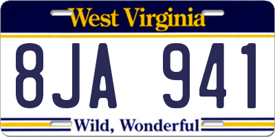 WV license plate 8JA941