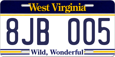 WV license plate 8JB005