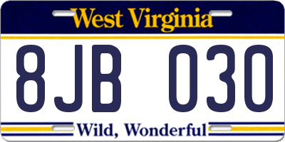 WV license plate 8JB030