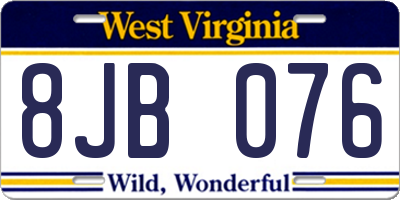 WV license plate 8JB076