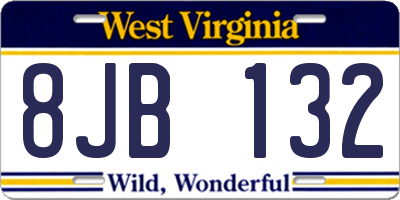 WV license plate 8JB132