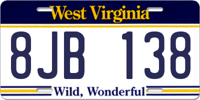 WV license plate 8JB138