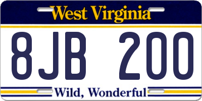 WV license plate 8JB200