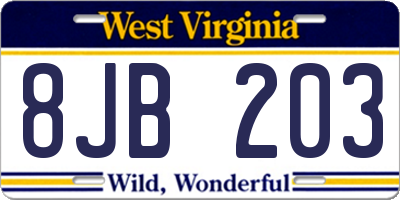 WV license plate 8JB203
