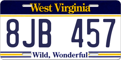WV license plate 8JB457