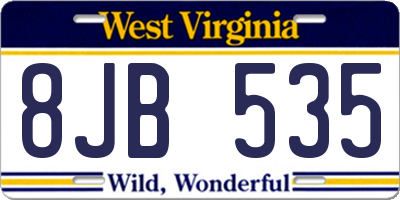 WV license plate 8JB535