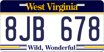 WV license plate 8JB678
