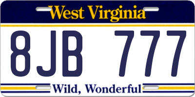 WV license plate 8JB777