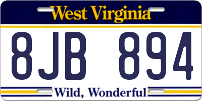 WV license plate 8JB894
