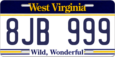 WV license plate 8JB999