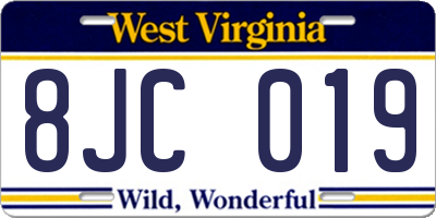 WV license plate 8JC019