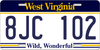 WV license plate 8JC102