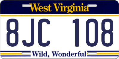 WV license plate 8JC108