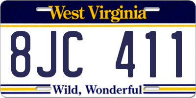 WV license plate 8JC411