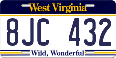 WV license plate 8JC432