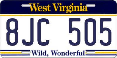 WV license plate 8JC505