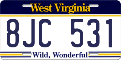 WV license plate 8JC531