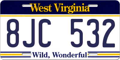 WV license plate 8JC532