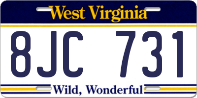 WV license plate 8JC731