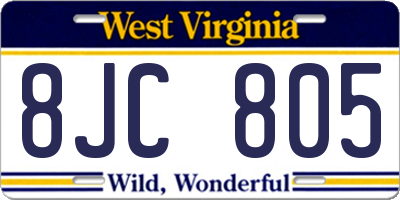WV license plate 8JC805