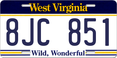WV license plate 8JC851
