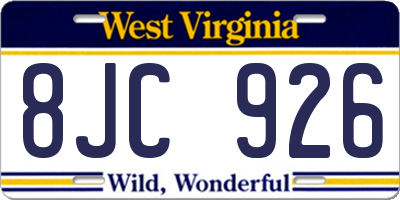 WV license plate 8JC926